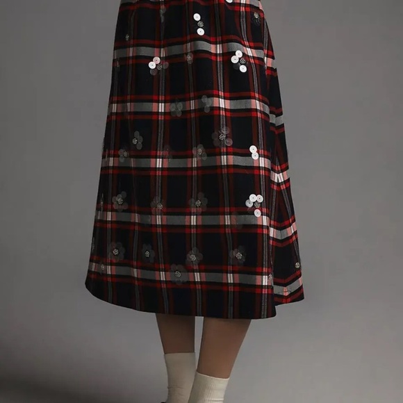 Anthropologie plaid embellished skirt new without tags size 10,12 - Picture 2 of 6